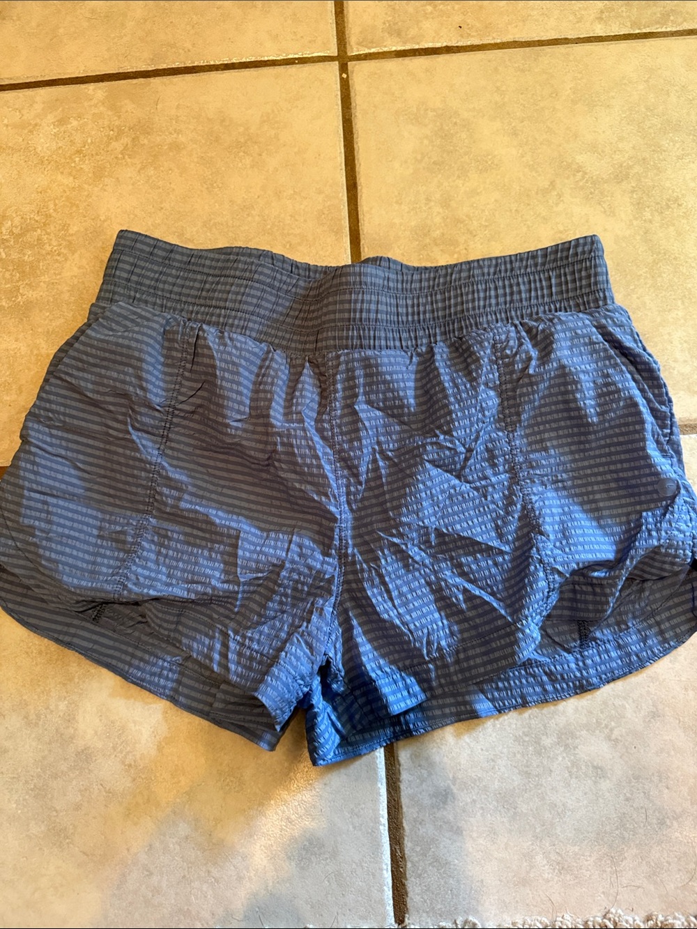 Women's Blue Elastic-Waist Athletic Shorts